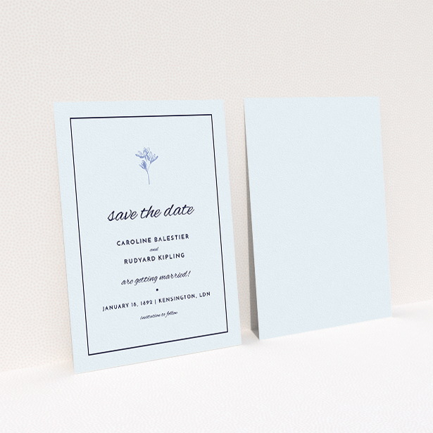 A wedding save the date named "My little daisy". It is an A5 save the date in a portrait orientation. "My little daisy" is available as a flat save the date, with tones of white and pink.