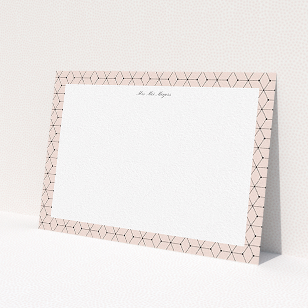 A womens correspondence card design called 'Connect the dots'. It is an A6 card in a landscape orientation. 'Connect the dots' is available as a flat card, with tones of pink and white.