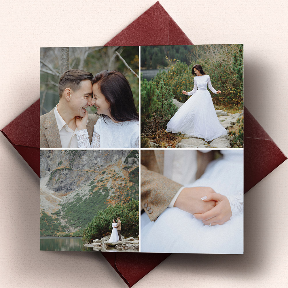 A white, square the best wedding thank you card with an elegant style.