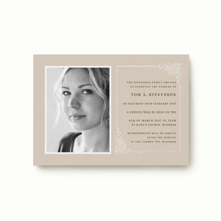 Affordable funeral announcement card printing