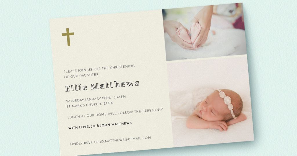 Personalised Christening Card for Boys Girls Godmother Godfather Invitations 