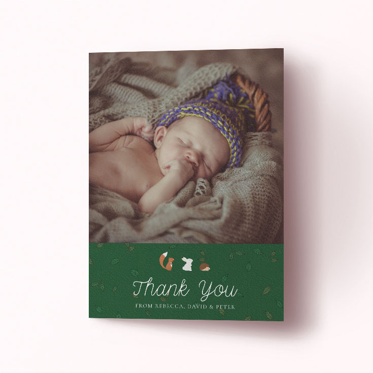 Cute baby thank you card with photo
