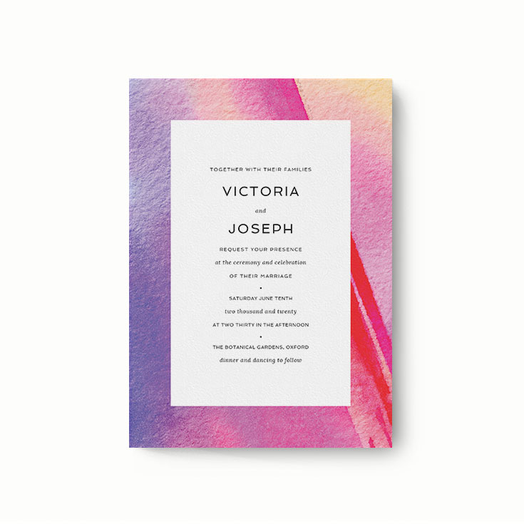 Modern Wedding Invitation Design Called "Abstract Pink Watercolour"
