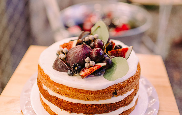 Small wedding cake with fruit