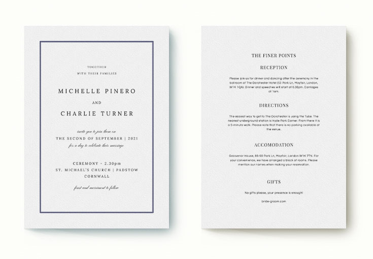 Wedding invitation with matching insert