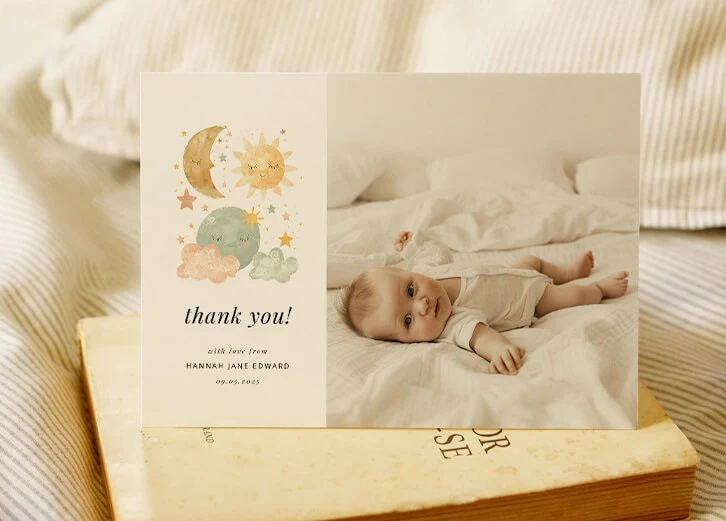 Affordable baby thank you cards with photo options, ideal for expressing gratitude to loved ones.