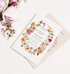 Order of service booklet for a baptism with floral wreath design