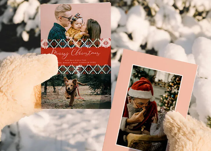 Personalised Christmas card with family photo and festive design, perfect for spreading holiday joy