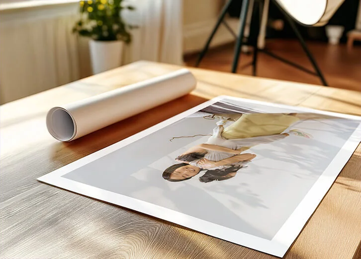 High-quality personalised photo poster highlighting precious family moments with vivid detail