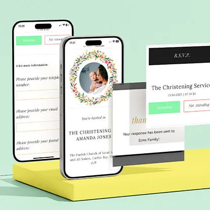 Interactive RSVP invitations for events, accessible on mobile phones