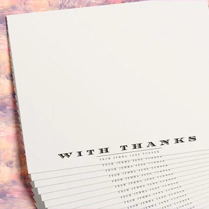 Minimalist thank you note card set with customisable text