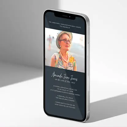 Funeral invitation cards for mobile devices with elegant designs