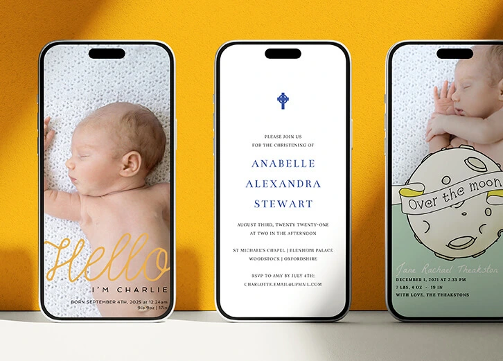 Newborn baby announcement with vibrant design, perfect for sharing joyous news online