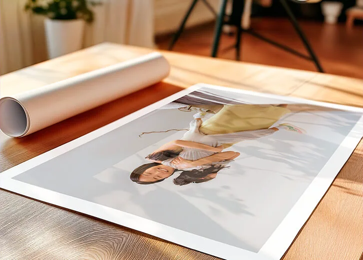 Custom photo posters arranged in a creative grid layout for display