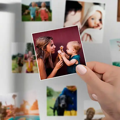 Personalised fridge magnets featuring family photos and custom designs