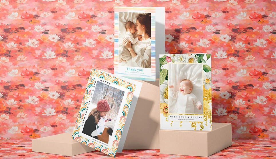 Seasonal thank-you card collection with festive and heartfelt designs