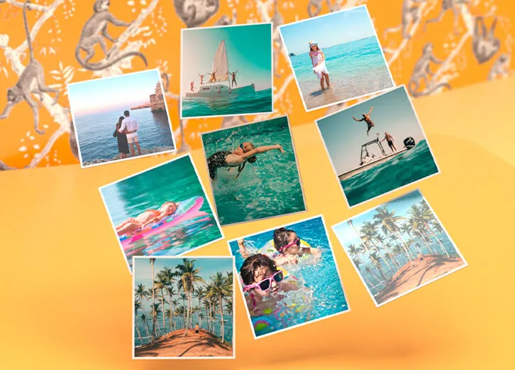 Fun and colourful SnapSquare photo magnets displayed in a creative grid