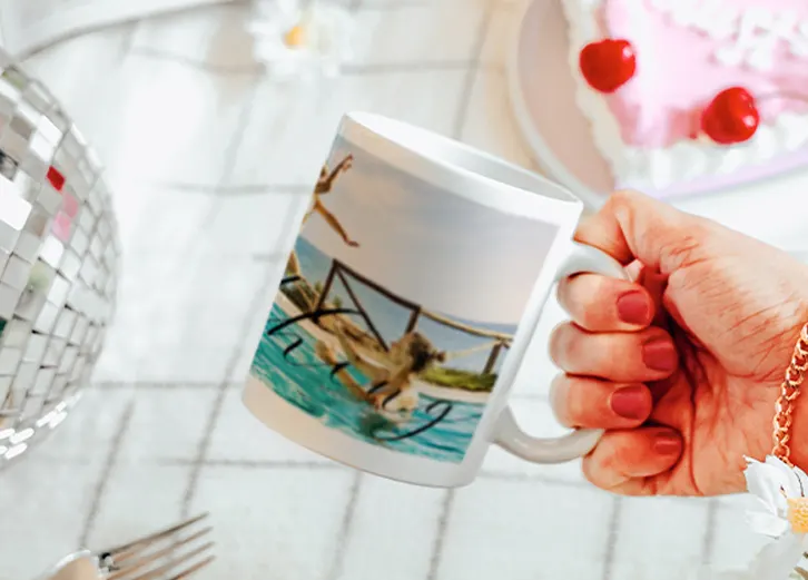 Coffee mug front view table