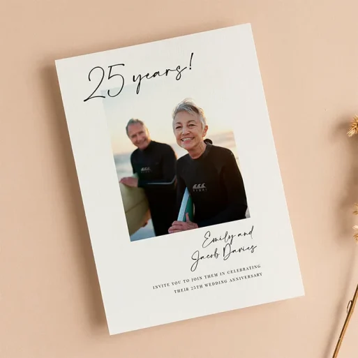 25th Wedding Anniversary Party Invitations with Elegant Design
