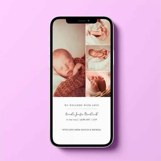 Digital Birth Announcement Cards for WhatsApp