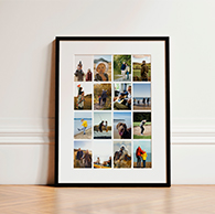 Multi-photo collage framed and mounted print with premium card mount and black wood frame, printed by Utterly Printable.