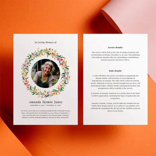 Personalised Funeral Announcement Cards with Classic Design