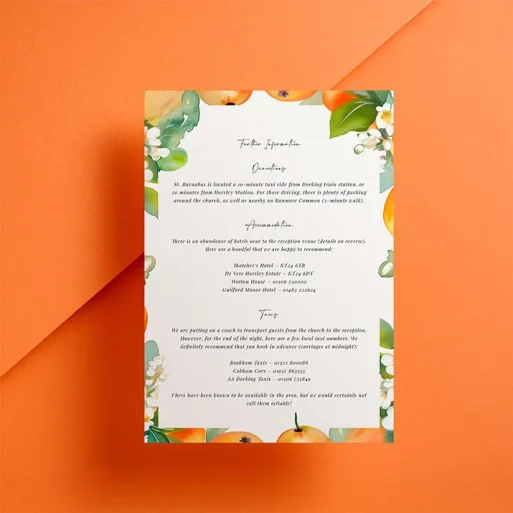 Wedding Information Sheets for Guest Details