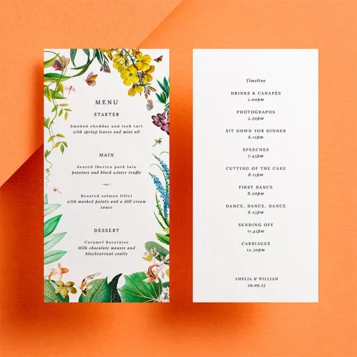 Printed Wedding Menus with Elegant Typography