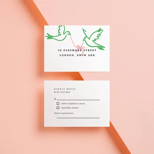 Personalised Wedding RSVP Cards with Guest Options