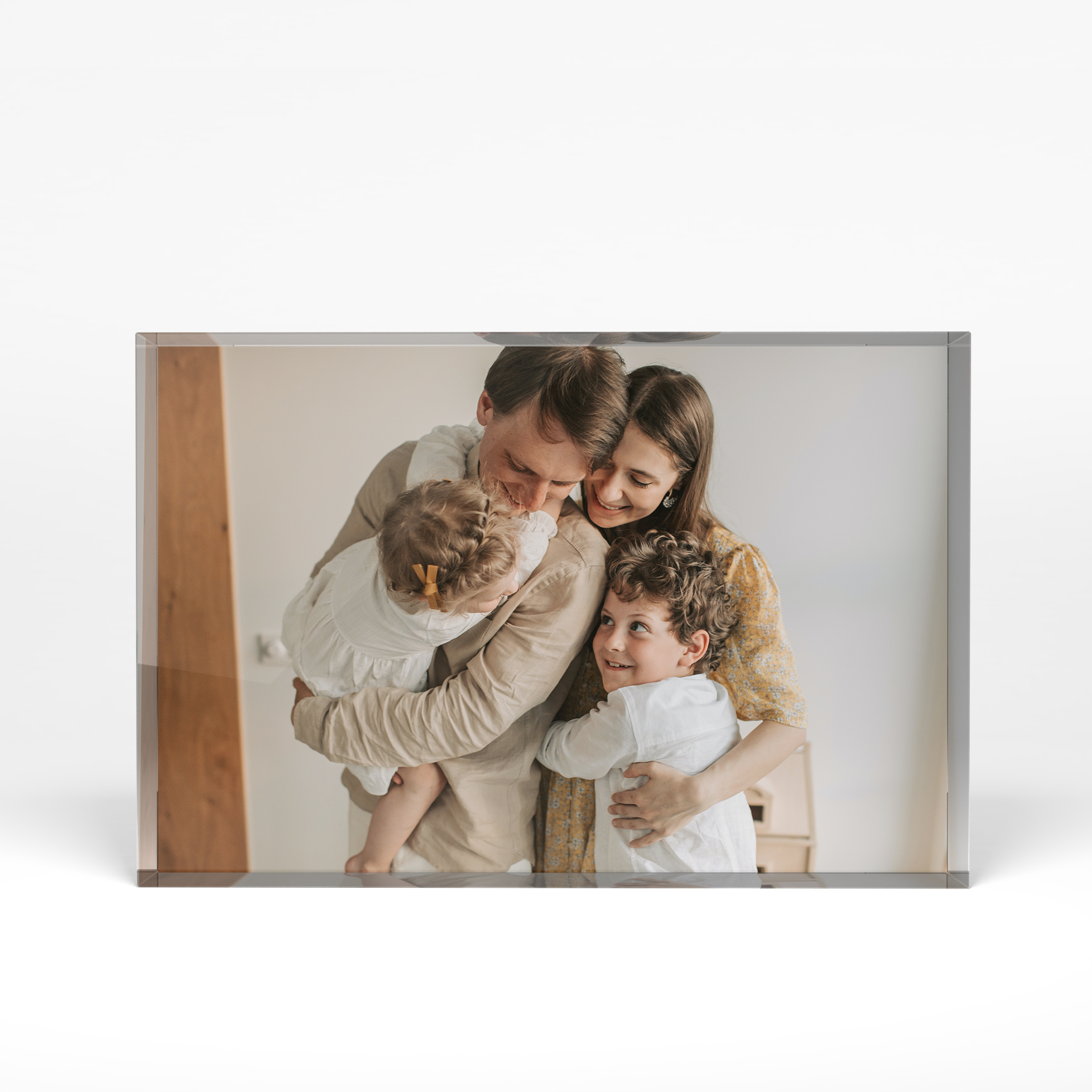 A front side view of a landscape layout Acrylic Glass Photo Block with space for 1 photo. Thiis design is named "Simple Landscape". 