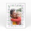 A front side view of a portrait layout Acrylic Photo Block with space for 1 photo. Thiis design is named "Floral Memories". 
