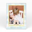 A front side view of a portrait layout Acrylic Photo Block with space for 1 photo. Thiis design is named "In the clouds". 