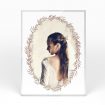 A front side view of a portrait layout Acrylic Photo Block with space for 1 photo. Thiis design is named "Romantic Florals". 