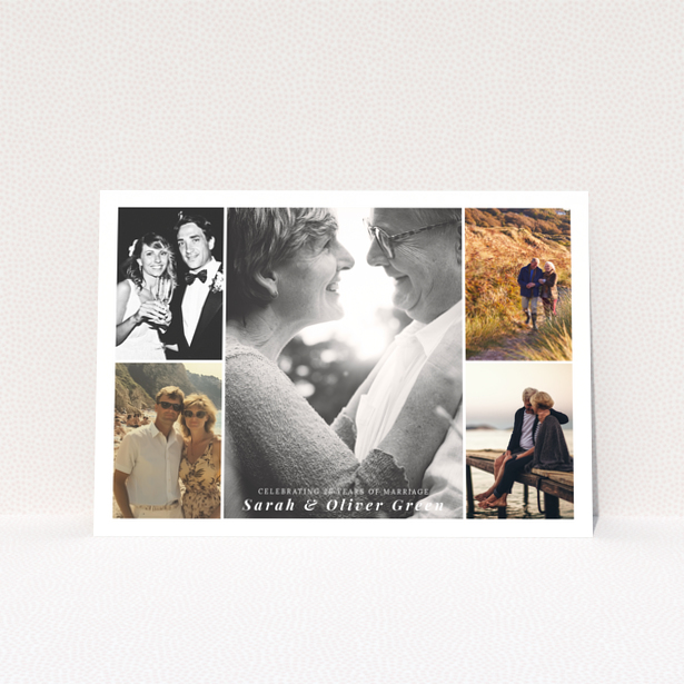 Elegant 25th anniversary party invitations featuring five sentimental photos celebrating a couple's journey.
