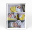 A front side view of a portrait layout Acrylic Photo Gift with space for 4 photos. Thiis design is named "Blossoming Memories". 