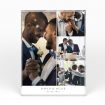 A front side view of a portrait layout Perspex Photo Blocks with space for 4 photos. Thiis design is named "Wedded Quartet". 