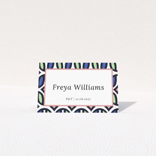 90s Wedding Place Cards - Retro Geometric Patterns Design. This is a view of the front