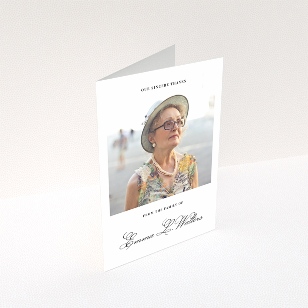 Funeral thank you card with one photo for family remembrance