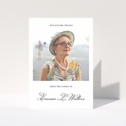 Funeral thank you card with one photo for family remembrance