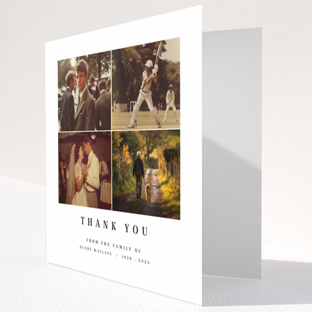 Funeral thank you card with four photos