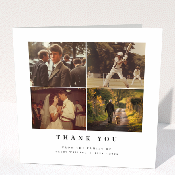 Funeral thank you card with four photos