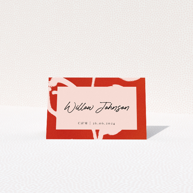 Abstract Blooms Wedding Place Cards - Terracotta Floral Patterns Design. This is a view of the front