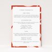 "Abstract Blooms wedding information insert card featuring bold terracotta abstract florals, ideal for couples seeking avant-garde style and contemporary sophistication.". This is a view of the front