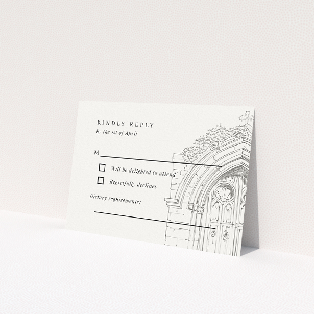 Archway Illustration RSVP Cards - Elegant Wedding Response Cards. This is a view of the back