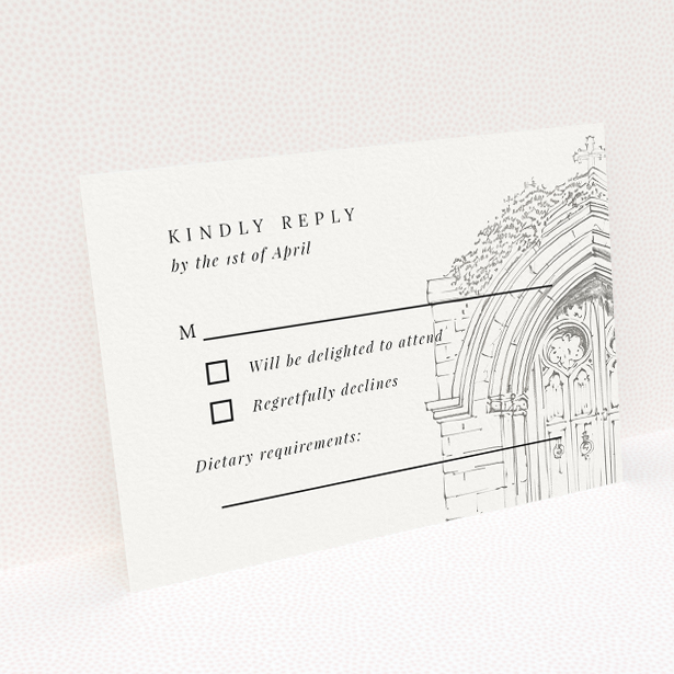 Archway Illustration RSVP Cards - Elegant Wedding Response Cards. This is a view of the back