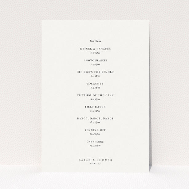 Elegant wedding menu template featuring gothic church archway illustrations on off-white background. This image shows the front and back sides together