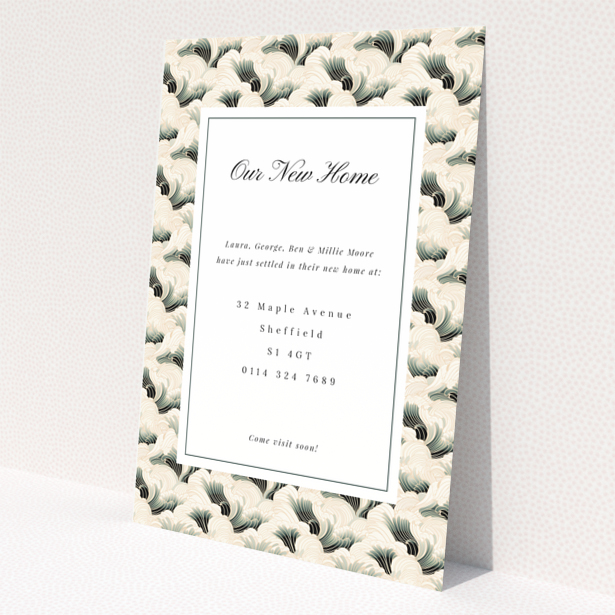 Change of address card with elegant floral pattern and no photos