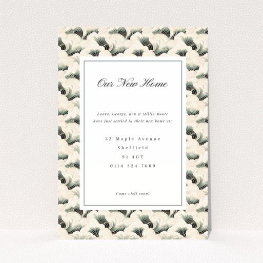 Change of address card with elegant floral pattern and no photos