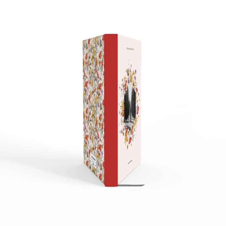 Colourful floral design notebook cover with one photo, ideal for personalised printing.