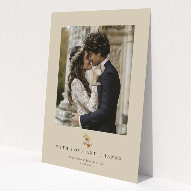 Wedding thank you card with a photo of a couple